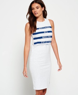 Superdry Mariner Stripe Midi Női Ruhák Fehér | UZACL7091